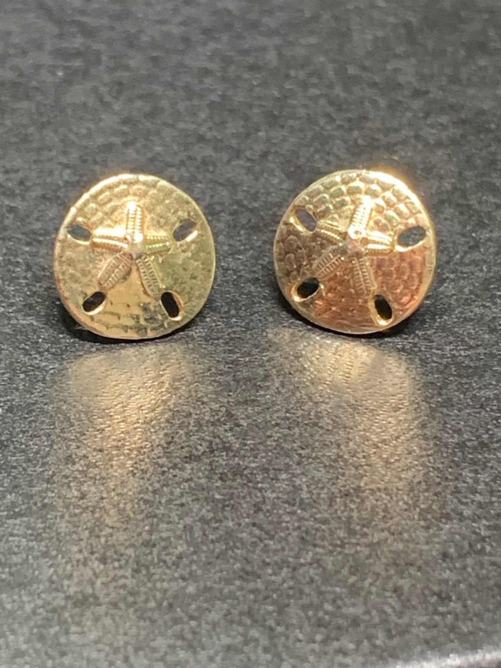 Gold Sand Dollar Stud Earrings